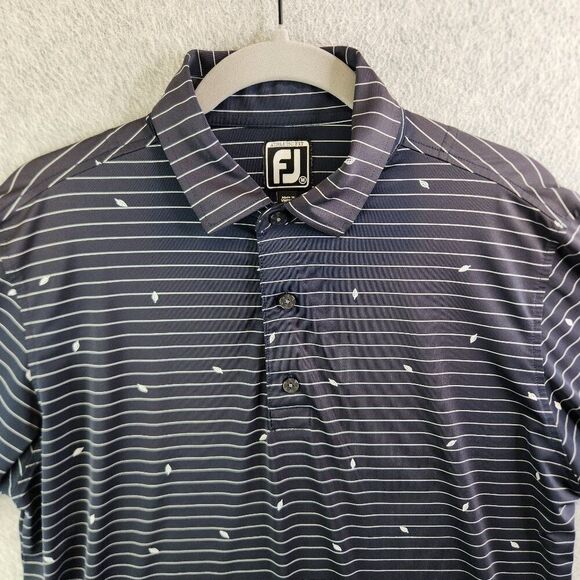 Footjoy Shirt Mens M Black Leaf Leaves Pattern Golf Performance Cherokee Hills - Picture 1 of 13